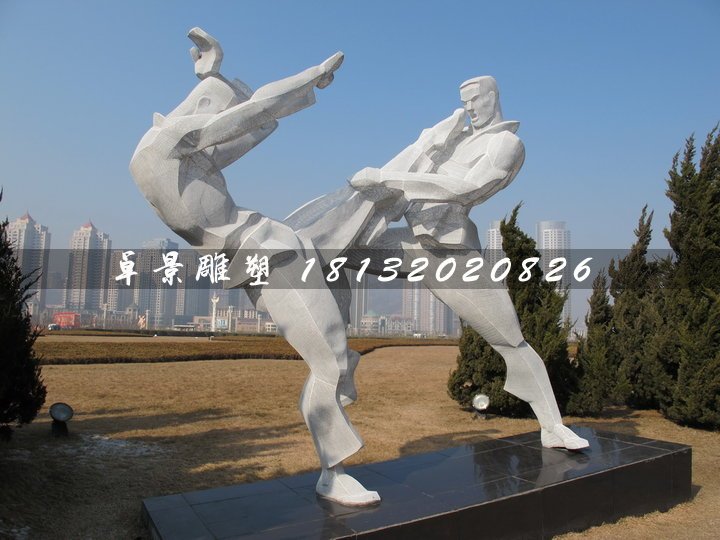 武术雕塑，不锈钢抽象人物