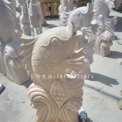 鱼石雕晚霞红喷水鱼雕塑