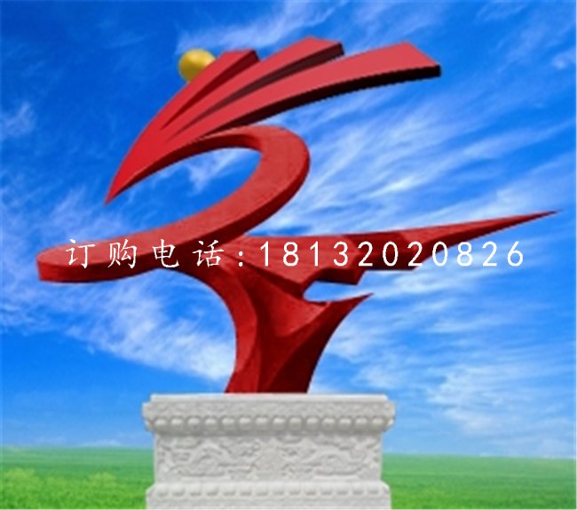 不锈钢展翅雕塑，企业抽象雕塑