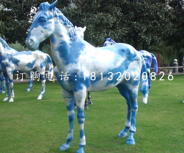 彩绘小马雕塑玻璃钢动物雕塑