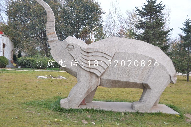 抽象大象雕塑公园动物石雕