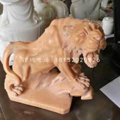 晚霞红老虎石雕，公园动物石雕