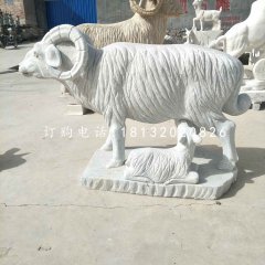 羊羔跪乳石雕，汉白玉动物雕塑