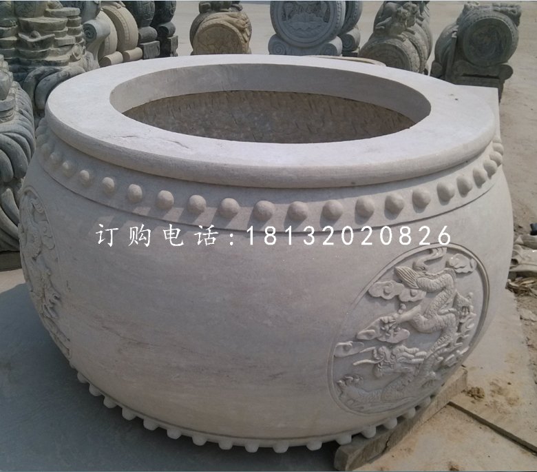 圆形水缸，大理石水缸