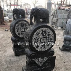 抱鼓石雕塑，小象门墩雕塑