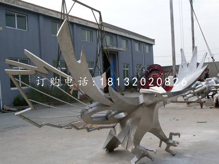 雄鹰展翅雕塑，不锈钢抽象老鹰