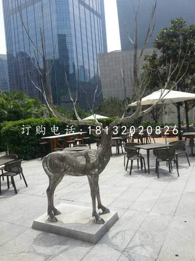 驯鹿雕塑，不锈钢创意动物雕塑