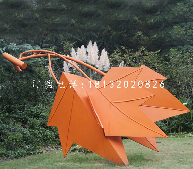 不锈钢枫叶雕塑，景观不锈钢雕塑