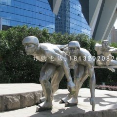 不锈钢滑冰雕塑，不锈钢运动员雕塑