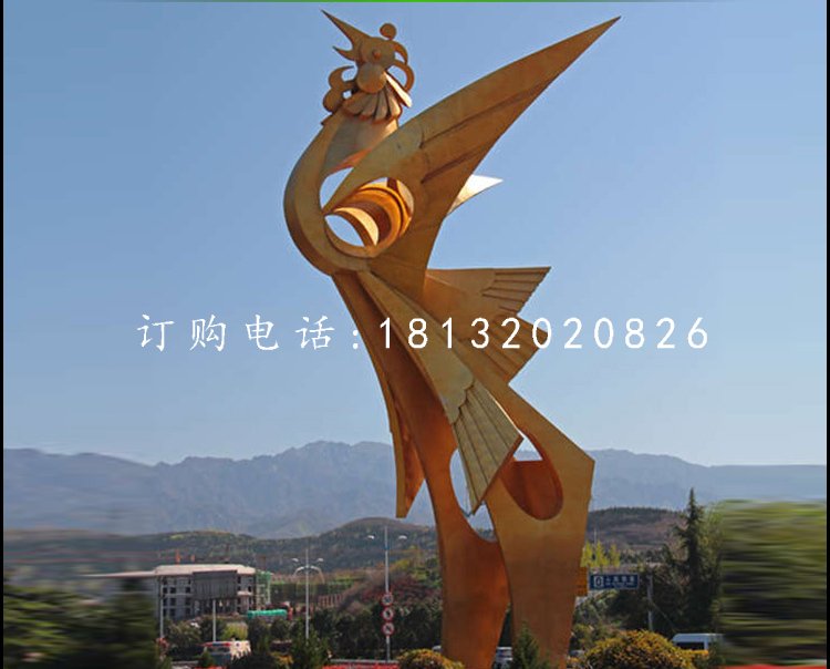凤凰雕塑，广场不锈钢雕塑