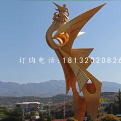 凤凰雕塑，广场不锈钢雕塑