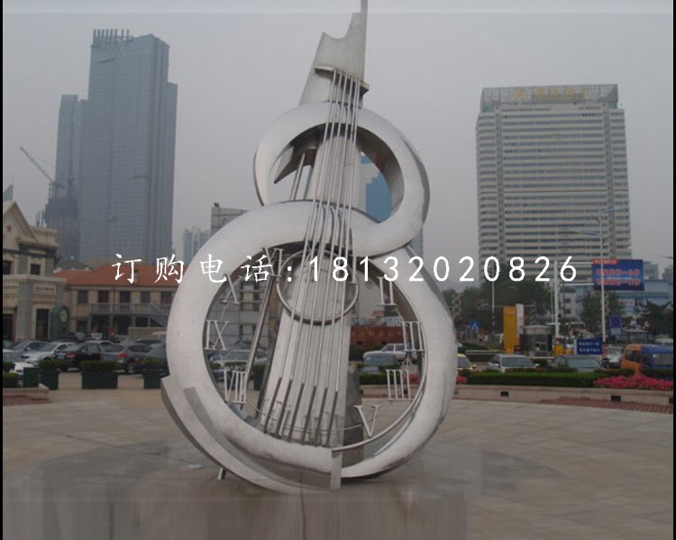 不锈钢吉他雕塑，广场不锈钢雕塑