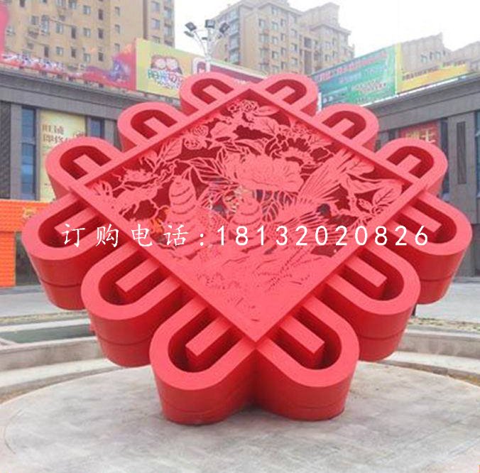 不锈钢景观雕塑，中国结雕塑