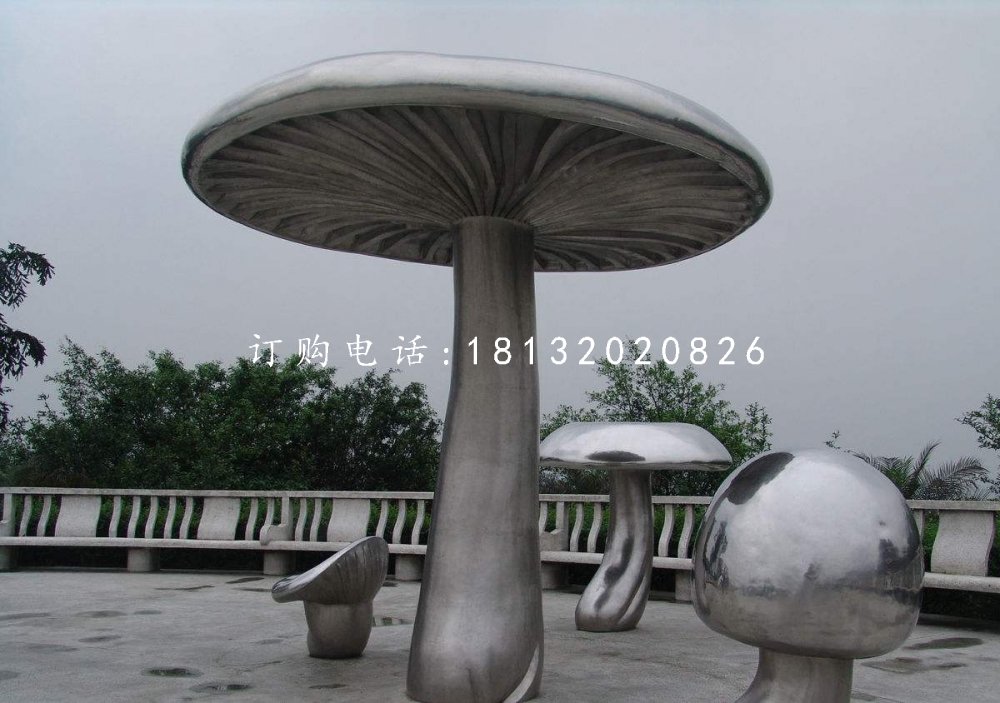 不锈钢蘑菇雕塑，公园景观雕塑