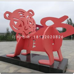 不锈钢十二生肖，抽象动物雕塑