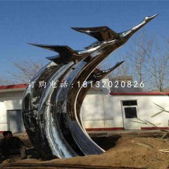 不锈钢飞翔的天鹅雕塑，公园不锈钢雕塑