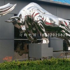 开荒牛雕塑，不锈钢牛