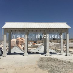 仿古长廊石雕，公园石走廊