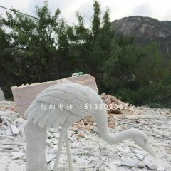 公园仙鹤石雕，汉白玉仙鹤