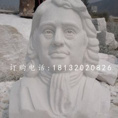 牛顿胸像石雕，汉白玉西方名人