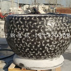 圆形水缸石雕，青石水缸