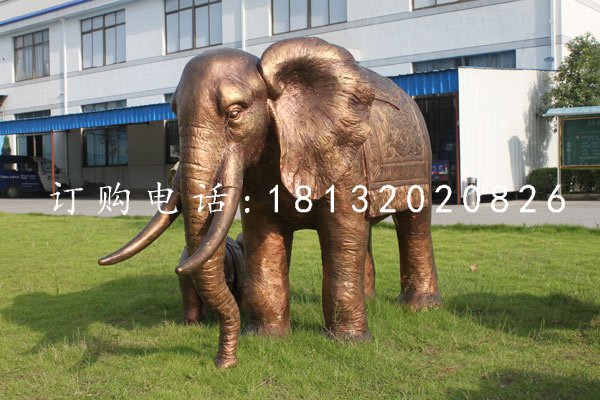 大象铜雕，公园动物雕塑