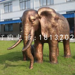 大象铜雕，公园动物雕塑