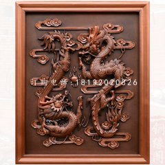 双龙戏珠铜浮雕，广场铜浮雕