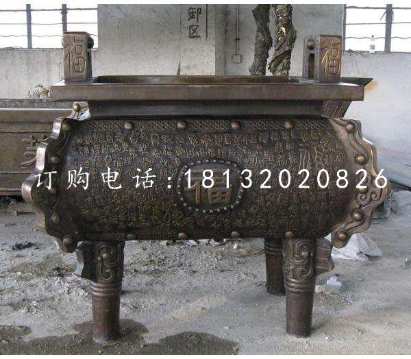 四足鼎铜雕，黄铜鼎雕塑