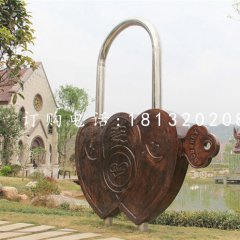 同心锁铜雕，公园景观铜雕