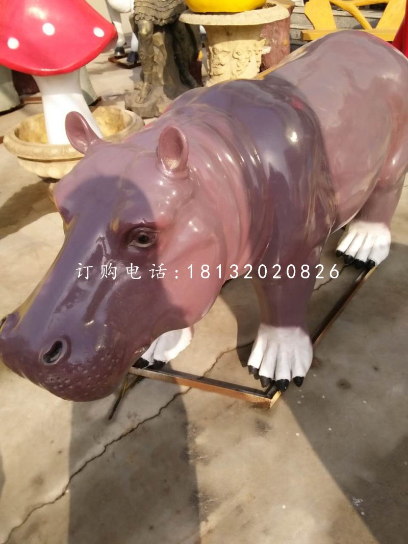 河马雕塑，玻璃钢河马