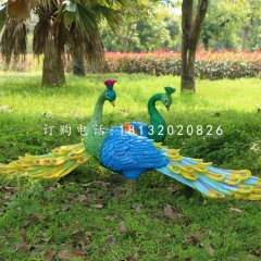 孔雀雕塑，公园仿真孔雀