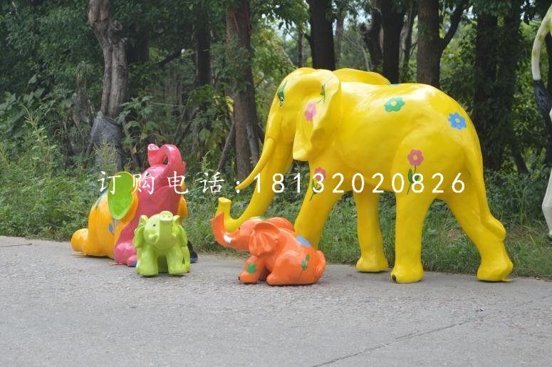 玻璃钢彩绘小像，公园动物雕塑