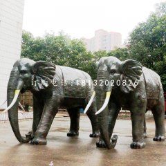 大象雕塑，玻璃钢仿铜动物雕塑