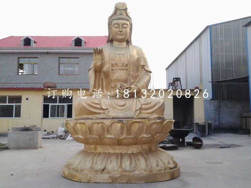 坐式铜观音，大型菩萨雕塑