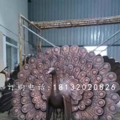 孔雀开屏铜雕，公园动物铜雕
