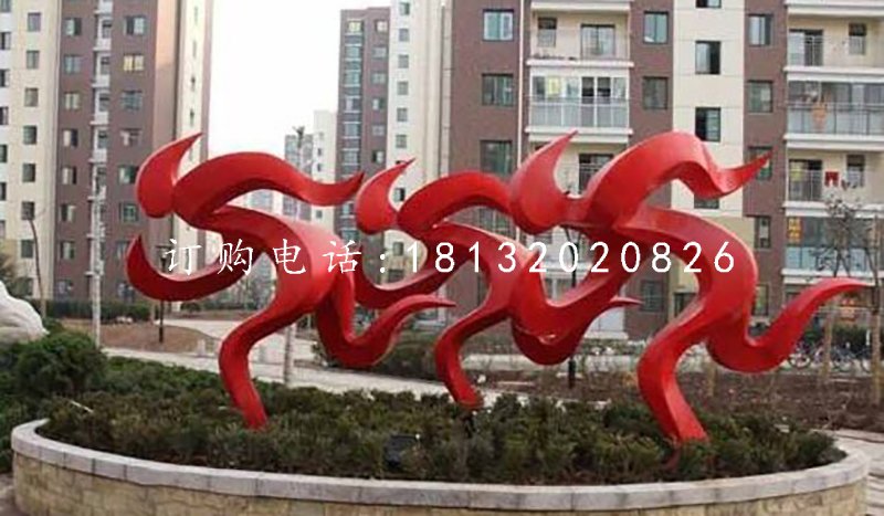 跑步雕塑，不锈钢抽象人物