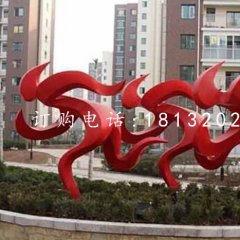 跑步雕塑，不锈钢抽象人物