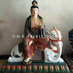 普贤菩萨雕塑，玻璃钢佛像