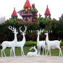 白色小鹿雕塑，玻璃钢动物