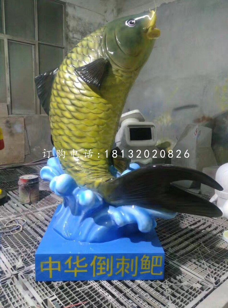 玻璃钢鱼，中华倒刺鲃雕塑
