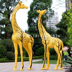 彩绘长颈鹿，玻璃钢动物