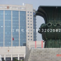铜雕四羊方尊，铸铜四羊方尊雕塑