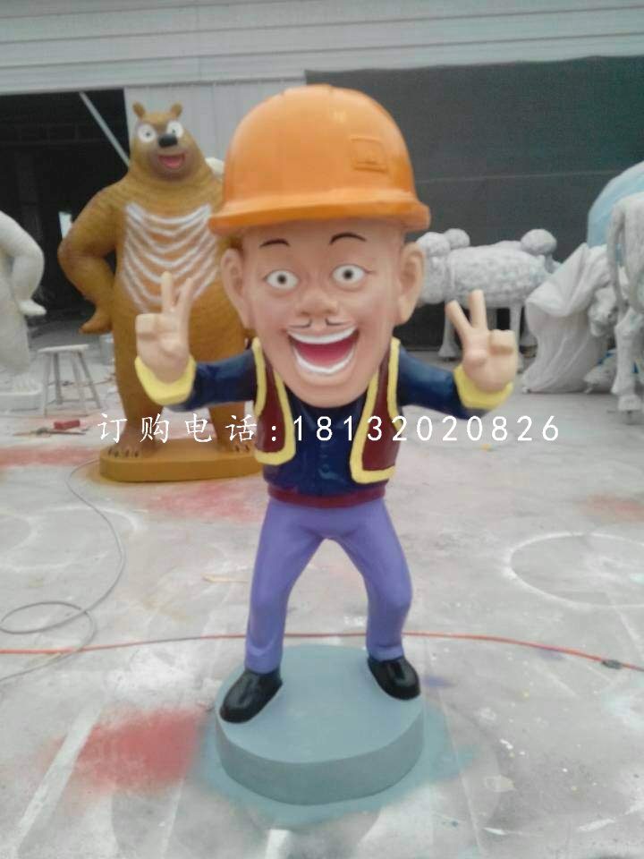 玻璃钢熊大熊二光头强卡通人物雕塑 (3)