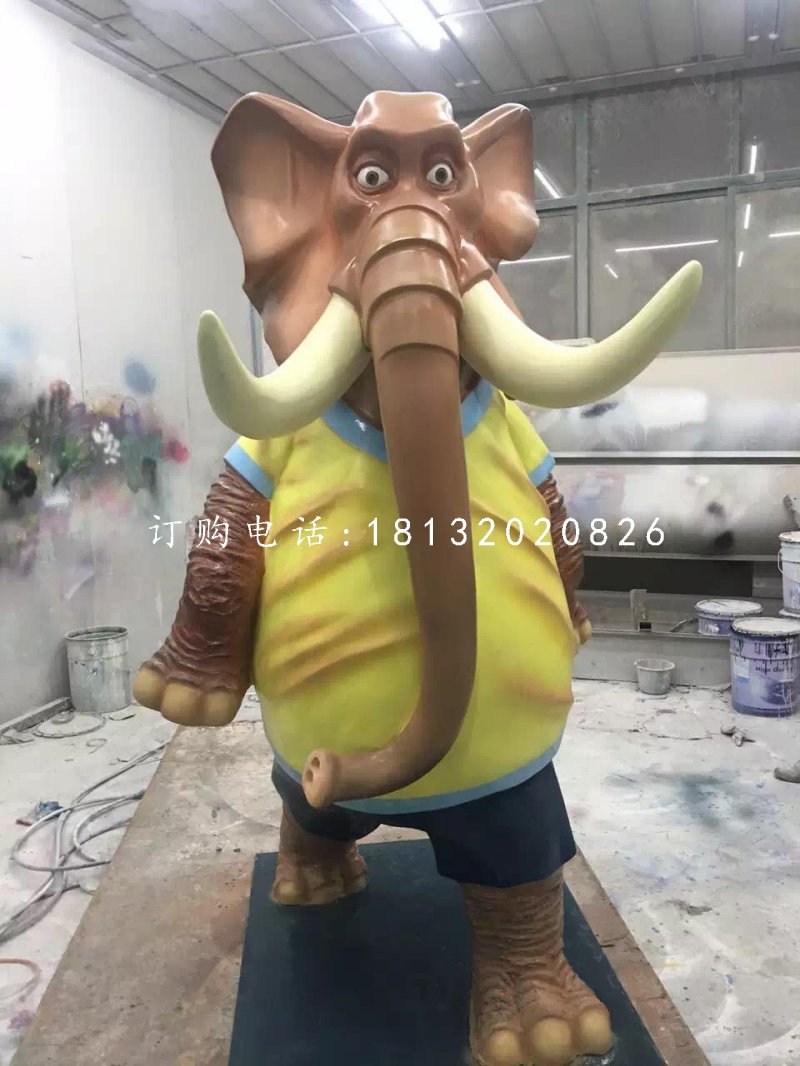 玻璃钢大象，卡通大象雕塑