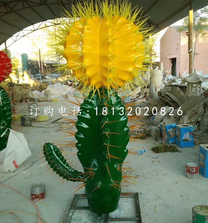 玻璃钢仙人掌，植物雕塑