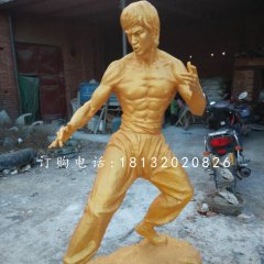 功夫明星李小龙雕塑，玻璃钢人物