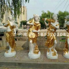 吹拉弹唱雕塑，玻璃钢西方美女雕塑