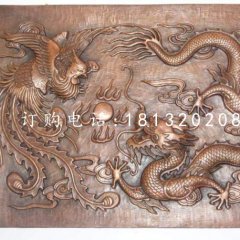 龙凤戏珠铜浮雕红铜壁画浮雕