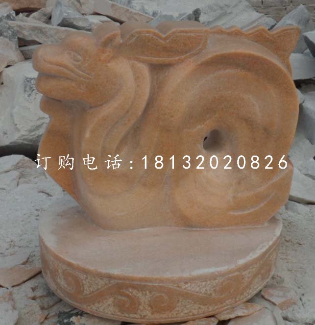 十二生肖石雕，晚霞红抽象动物 (2)